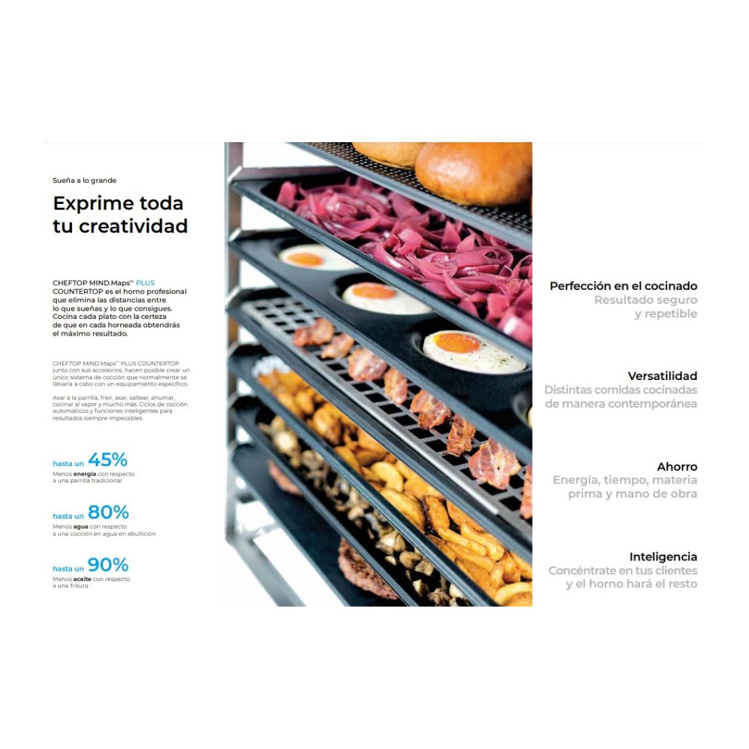 Horno Unox Combi a Gas Cheftop Mind Maps Plus Countertop 7 Bandejas 1/1 GN