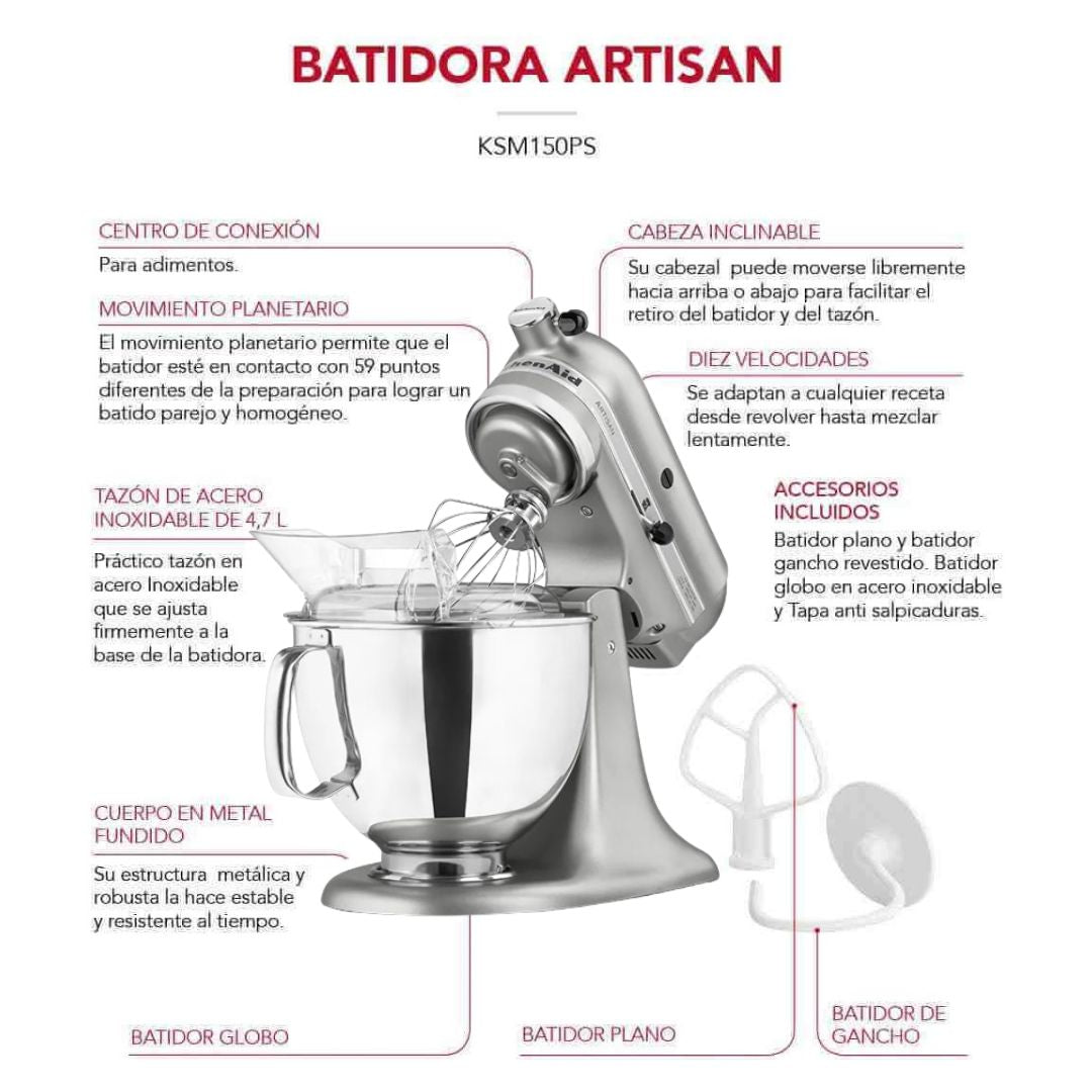 Batidora KitchenAid Artisan 4.7 Lts Gris