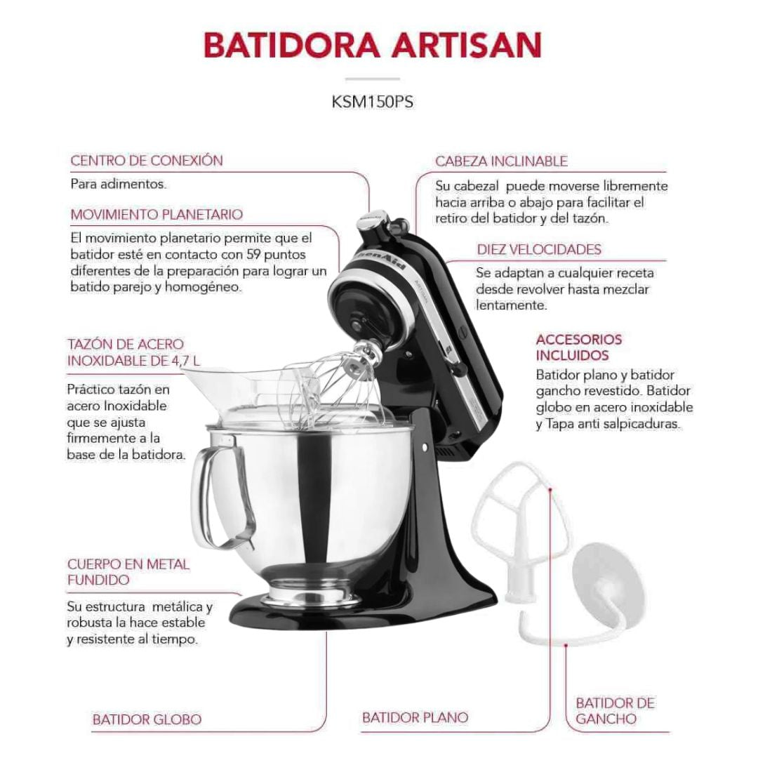 Batidora KitchenAid Artisan 4.7 Lts Negra