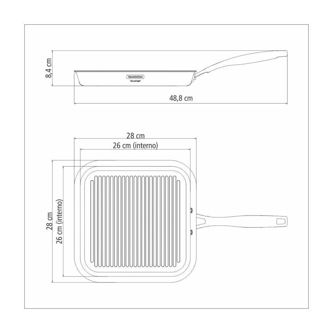 Plancha Tramontina Grano Acero Inox 28 cm