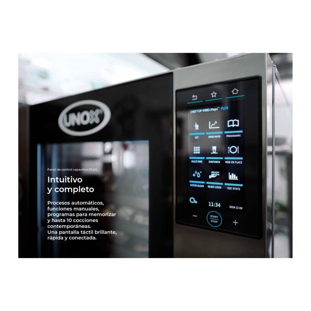 Horno Unox Combi a Gas Cheftop Mind Maps Plus Countertop 7 Bandejas 1/1 GN