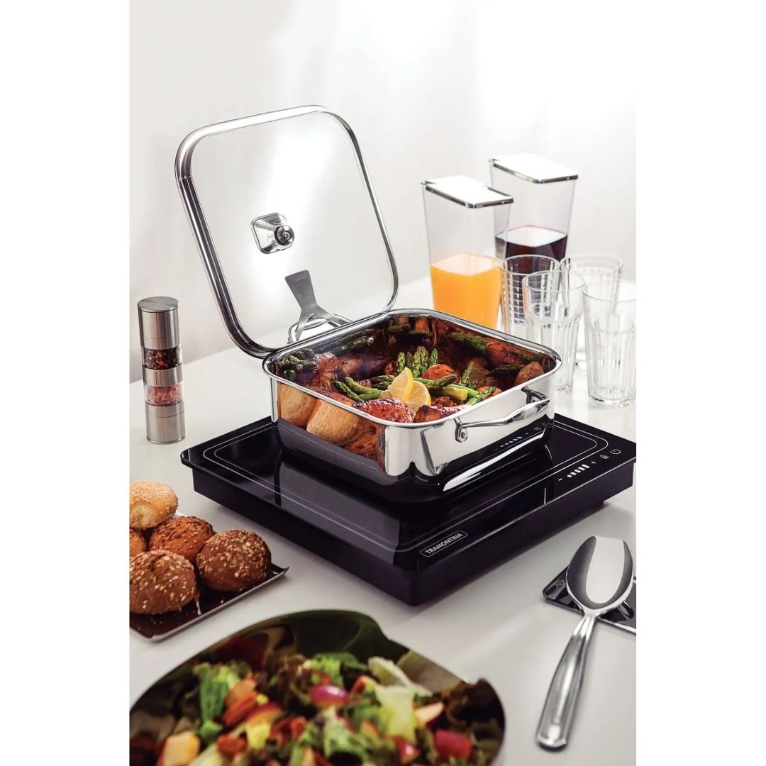 Olla Tramontina Cuadrada Acero Inoxidable 7.3 Lt
