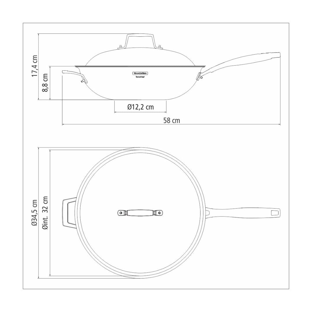 Wok Tramontina de Acero Inoxidable 32 cm