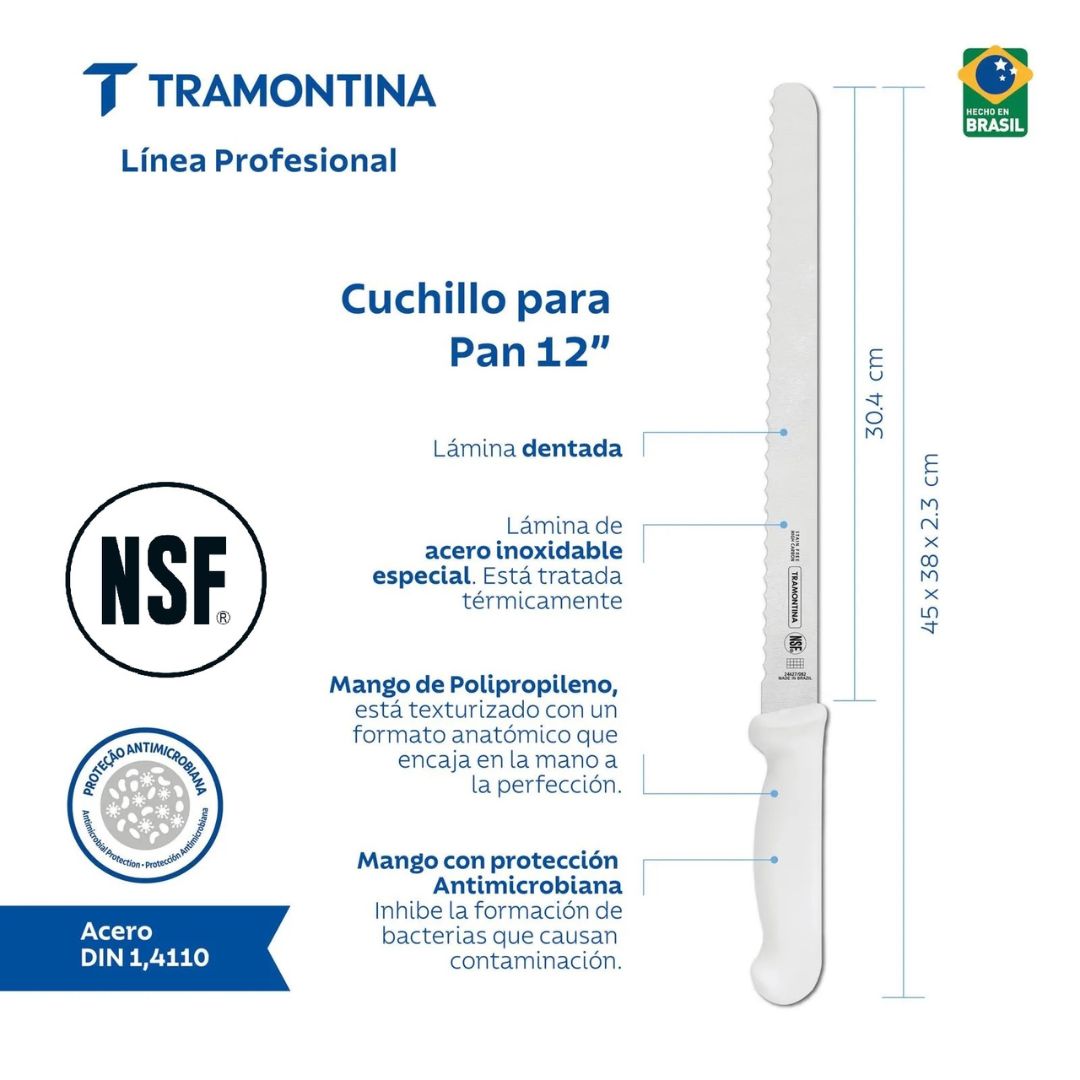 Cuchillo para Pan y Jamón Tramontina 30 cm (12")