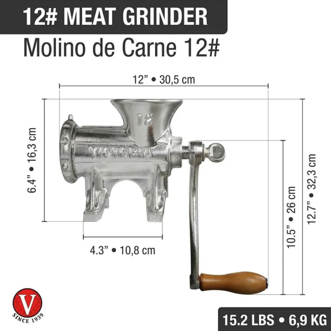 Molino de Carne Manual Victoria No 12 Estañado