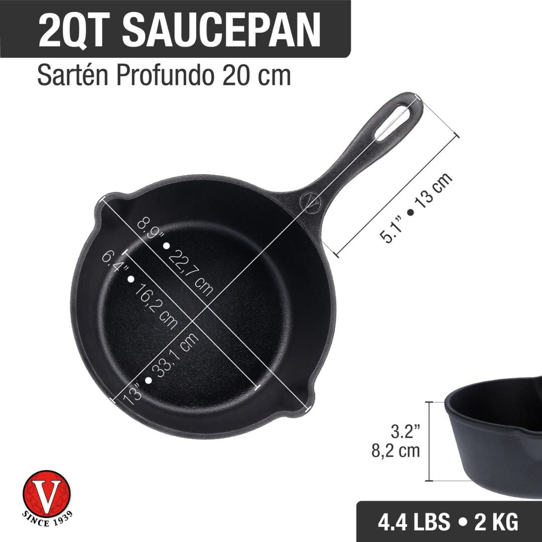 Sarten Profundo Victoria de Hierro Fundido Esmaltado 1.9L