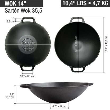 Wok Victoria de Hierro Fundido 35.5 cm