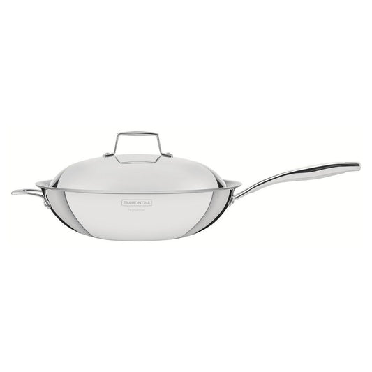 Wok Tramontina de Acero Inoxidable 32 cm