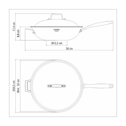 Wok Tramontina de Acero Inoxidable 32 cm