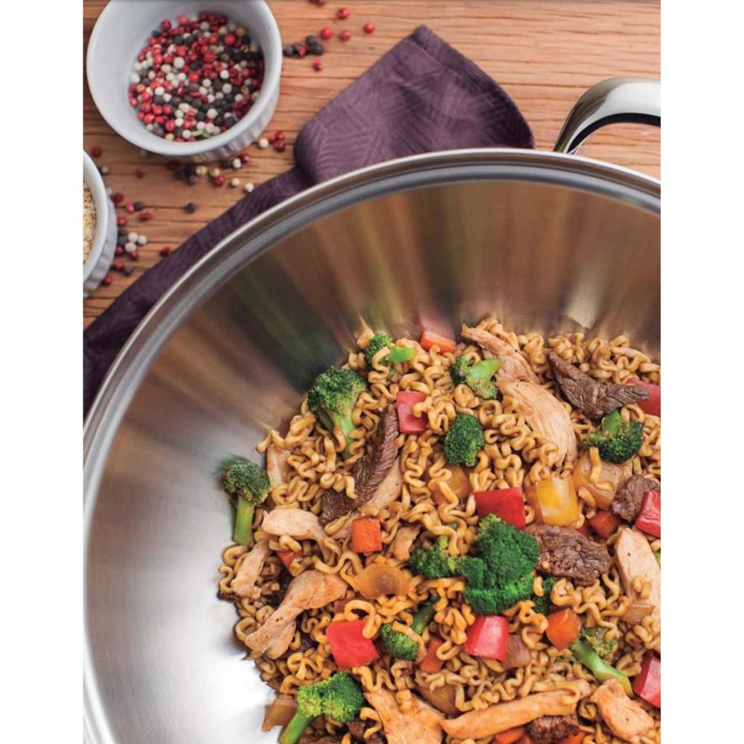Wok Tramontina de Acero Inoxidable 32 cm