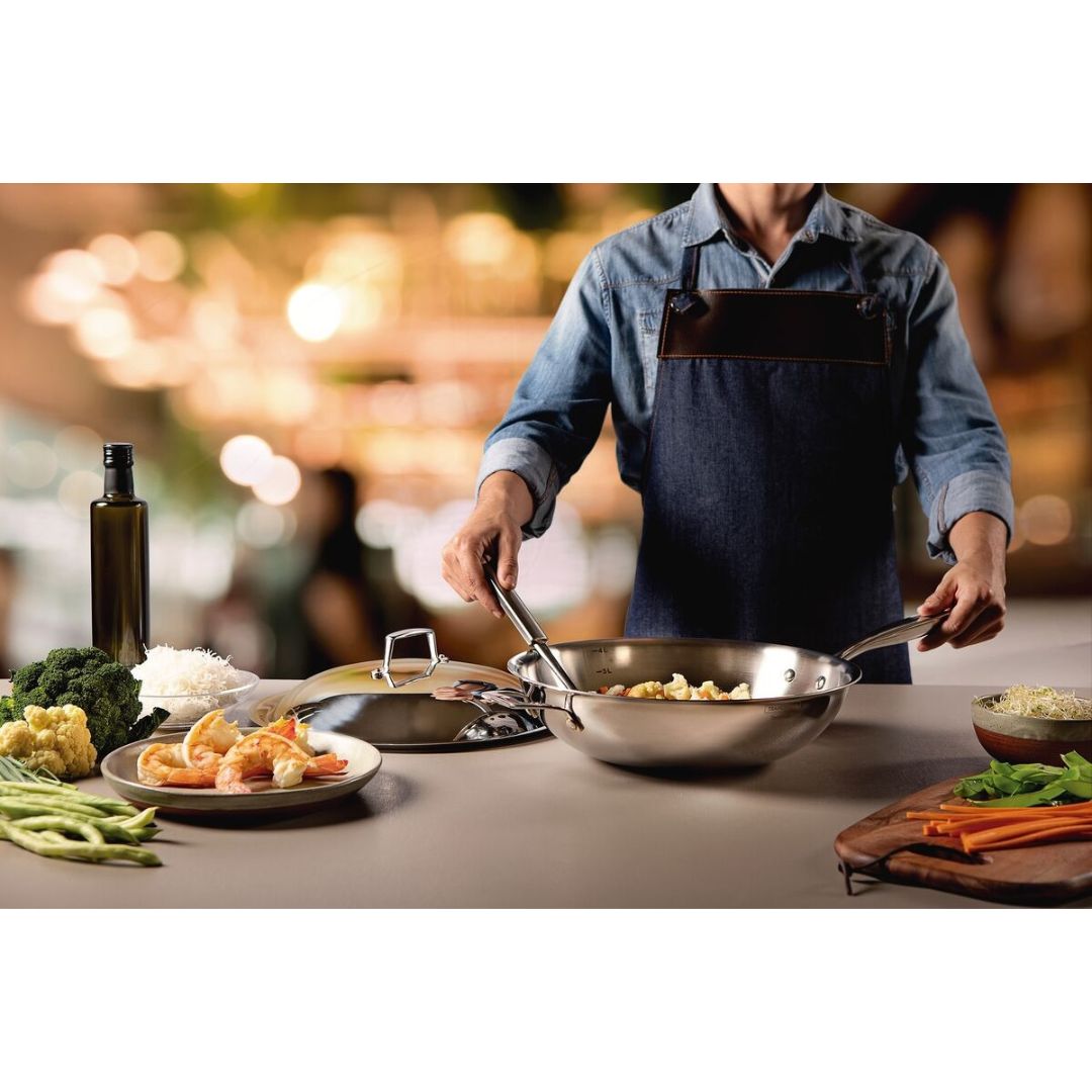 Wok Tramontina de Acero Inoxidable 32 cm